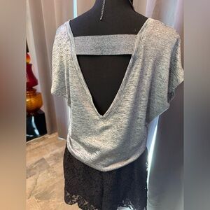 Stella & Dot Heather Gray and Silver Top